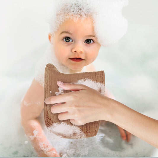 Baby Burp Cloth 100% Cotton Newborn Cotton Muslin Burp Cloth 10x20 inches (White & Blue 6 Pieces)